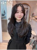 韓国顔周りレイヤーカット/前髪/髪質改善黒髪[横浜]
