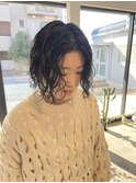 ボブパーマ　パーマ　黒髪ボブ