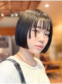 切りっぱなしボブ×フェイスレイヤー