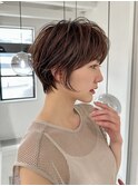 グランマッシュ/細めハイライト/ショート/白髪ぼかし/前髪/大宮