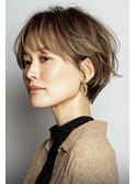白髪ぼかし脱白髪染め似合わせショートボブ40代50代60代♪
