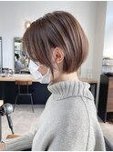 大人美人30代40代前髪なしショートボブ/ハンサムショート