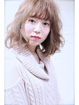 ホラン(HoLan) 【ふわミディ】透明感☆ミルクティーうぶバング♪スポンテニアス