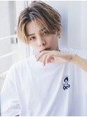ミディアムセンター/センターパート/20代30代40代/くすみカラー