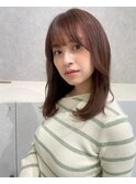 ショコラアッシュヘルシースタイルふんわりカールくびれヘア小顔