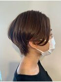 20代30代40代小顔ひし形ナチュラルブラウン前下がりショートボブ