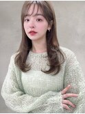 カーキベージュレイヤーロング大人かわいいヘルシースタイル