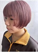 ハイトーンカラー/ピンクベージュ/ミニボブ/小顔/10代20代30代