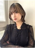 レイヤーボブ×ミルクティーベージュのインナーカラー