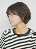 切りっぱなしショート・ボブ/絶壁解消/前髪なし/20代/30代/丸顔