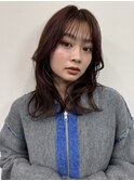 ミディアムレイヤー 顔まわりカット シースルー前髪