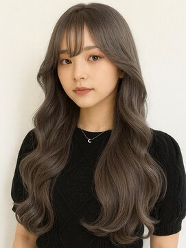 ロティー(loty) ロング レイヤーカット 顔周りカット グレージュ 韓国ヘア 艶髪