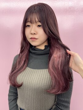 キジ(KIJI) ピンクインナーカラー×ナチュラルロング