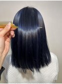 髪質改善カラー　ブリーチカラー　ネイビー