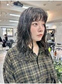 ボブパーマくせ毛風コテ巻き風パーマ前髪パーマレイヤーロング