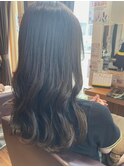 ダークグレージュ☆暗髪☆大人可愛いなみなみウェーブロング