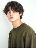 ウルフ 波巻きパーマ センターパート メンズパーマ 天神