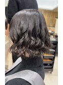 ボブパーマしっかり目　コテ巻き風パーマ