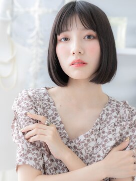 カバーヘア 上尾西口店(COVER HAIR) 黒髪シースルーバング小顔切りっぱなしボブc6上尾20代30代40代