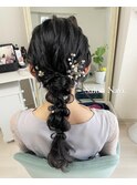 お呼ばれヘアセット/結婚式ヘア/編みおろし