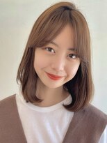 ステアケース 武蔵小杉店(stair:case)&nbsp;ココアベージュ内巻きミディアム大人かわいいセンターパート