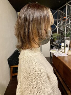 エーダブリューヘアー 三軒茶屋(aW hair) ハイライト+ウルフカット