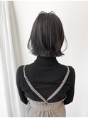 外ハネボブ　縮毛矯正　大人可愛い　黒髪ネビージュ小顔ボブルフ