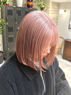 ヲタク(wotaku.) コーラルピンクハイトーンピンクダブルカラーケアブリーチボブ