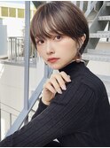 ブリーチなしカラーシースルーバング丸みショートボブ