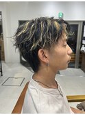 メンズマッシュブリーチカラーブロンドカラーハイライトカラー