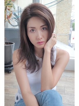 チャンドット(chan.) ≪chan.≫グレーベージュくびれレイヤー美髪セミロング