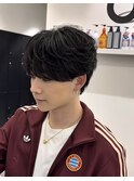シースルーラウンドマッシュニュアンスフェザーパーマ
