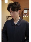 センターパートマッシュニュアンスパーマ韓国ヘアカルマヘア
