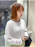 切りっぱなしボブ×オレンジカラー