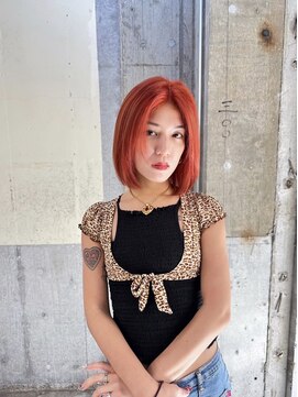 ステップボーンカット トーキョー(STEP BONE CUT TOKYO) 【ステップボーンカット】センターパートボブ/小顔ボブ/赤髪