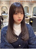 セミディダークアッシュシアーカラー姫カット【韓国ヘア鈴木颯】