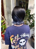 インナーカラーブルーシルバーホワイトカラーハイトーンウルフ