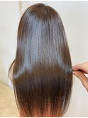 小顔ロングストレート髪質改善縮毛矯正オレンジブラウン