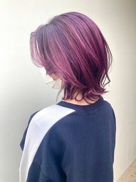 ブルー(BLUE) 黒髪/ボブルフ/ネビージュ/韓国/ワンレン/盛岡/髪質改善/前髪