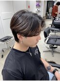 ニュアンスパーマセンターパートコンマヘアミニウルフ