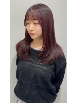 ボルドーレッド×レイヤーカット