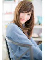 ミック ヘアアンドメイク アップ 駒込店(miq Hair&Make up)&nbsp;ベージュカラー斜めバングワンカール小顔レイヤーc1
