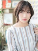 黒髪シースルーバング小顔前下がりウルフボブb浦和20代30代40代