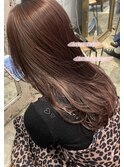 レイヤーカットワンカールブラウンベージュ透明感カラー