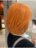 ダブルカラーペールオレンジミディアムボブレイヤー