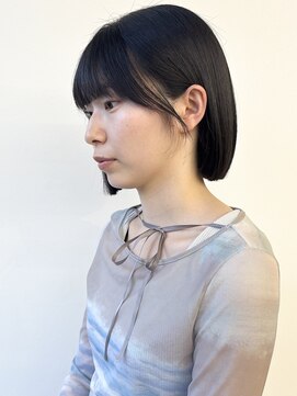 モリオフロムロンドン 松戸店(Morio from London) 【モリオ松戸　石山】黒髪ミニボブ耳掛けボブ顔周りレイヤー