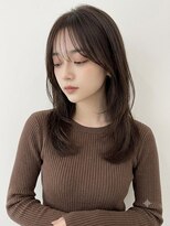 アトラスサロン 札幌大通り(Atras.salon)&nbsp;ダークブラウンの髪質改善シースルーバングレイヤーミディアム
