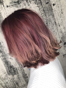 ヘアリゾートエーアイ 新宿西口店(hair resort Ai) ワインレッド×バレイヤージュカラー