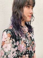 フェンヘアーアイス 中目黒(Fen.hair ici)&nbsp;ミディアムパーマ　インナーカラー　パープル　ポイントカラー