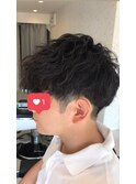 波折りパーマ波巻きパーママッシュパーマツーブロック刈り上げ